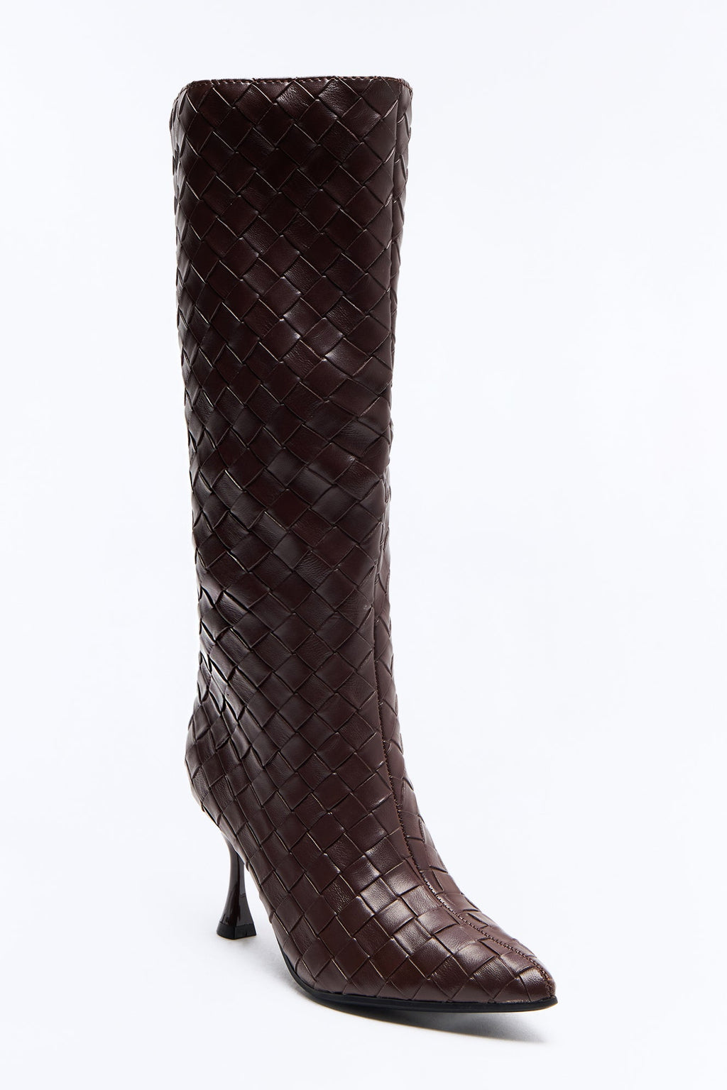 Erica Woven Stiletto Boots - Brown