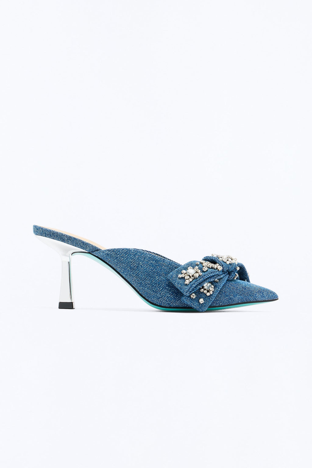 Betsey Johnson Kena Rhinestone Bow Pumps - Denim
