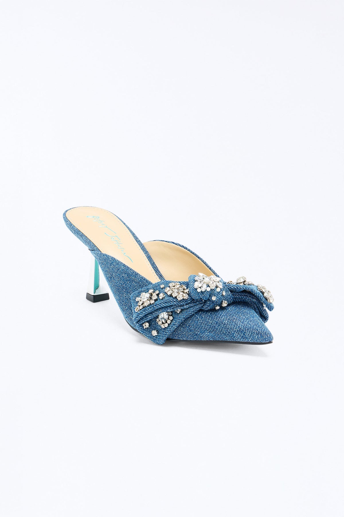 Betsey Johnson Kena Rhinestone Bow Pumps - Denim