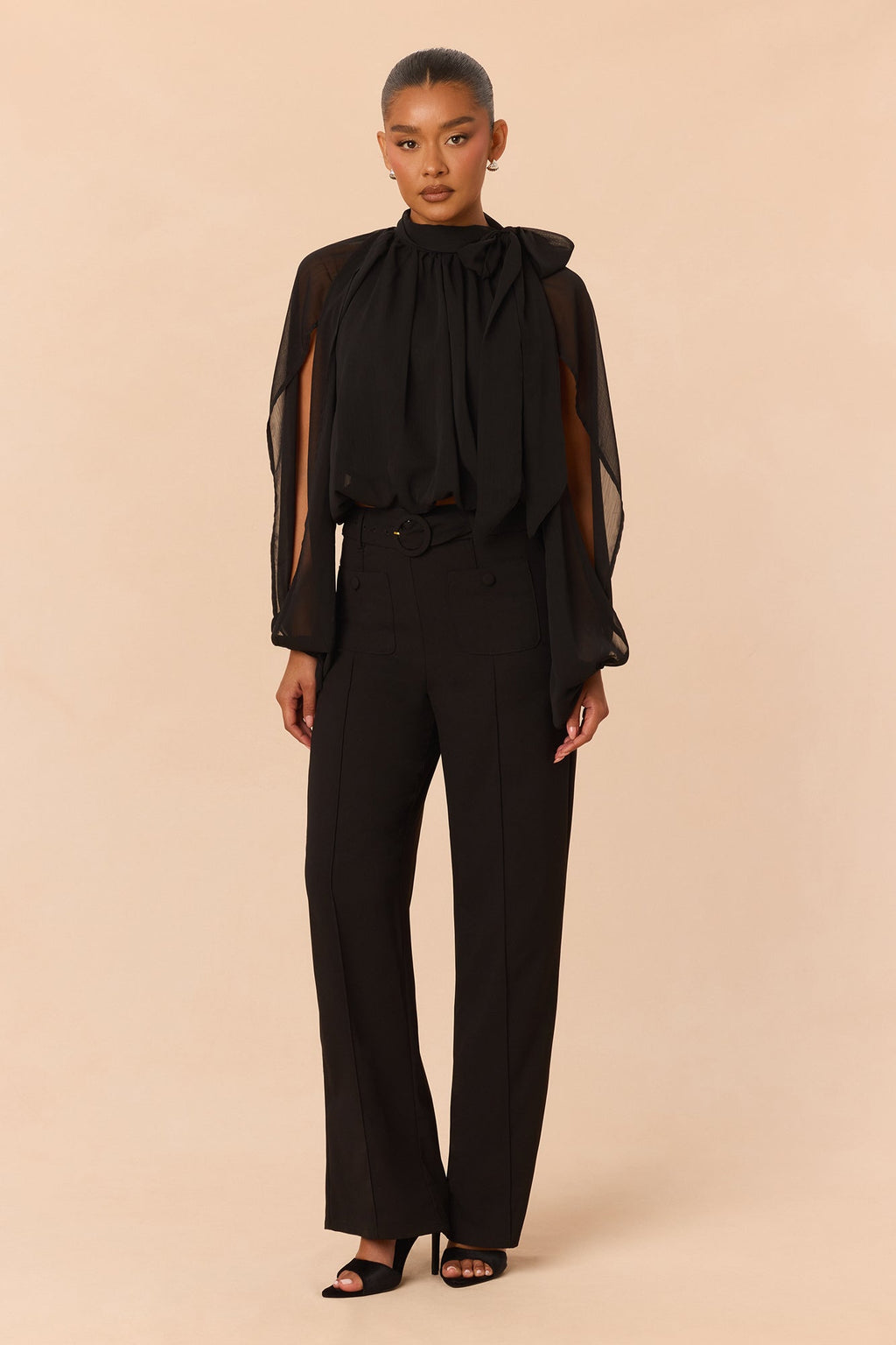 Arlette Blouse Pant Set - Black