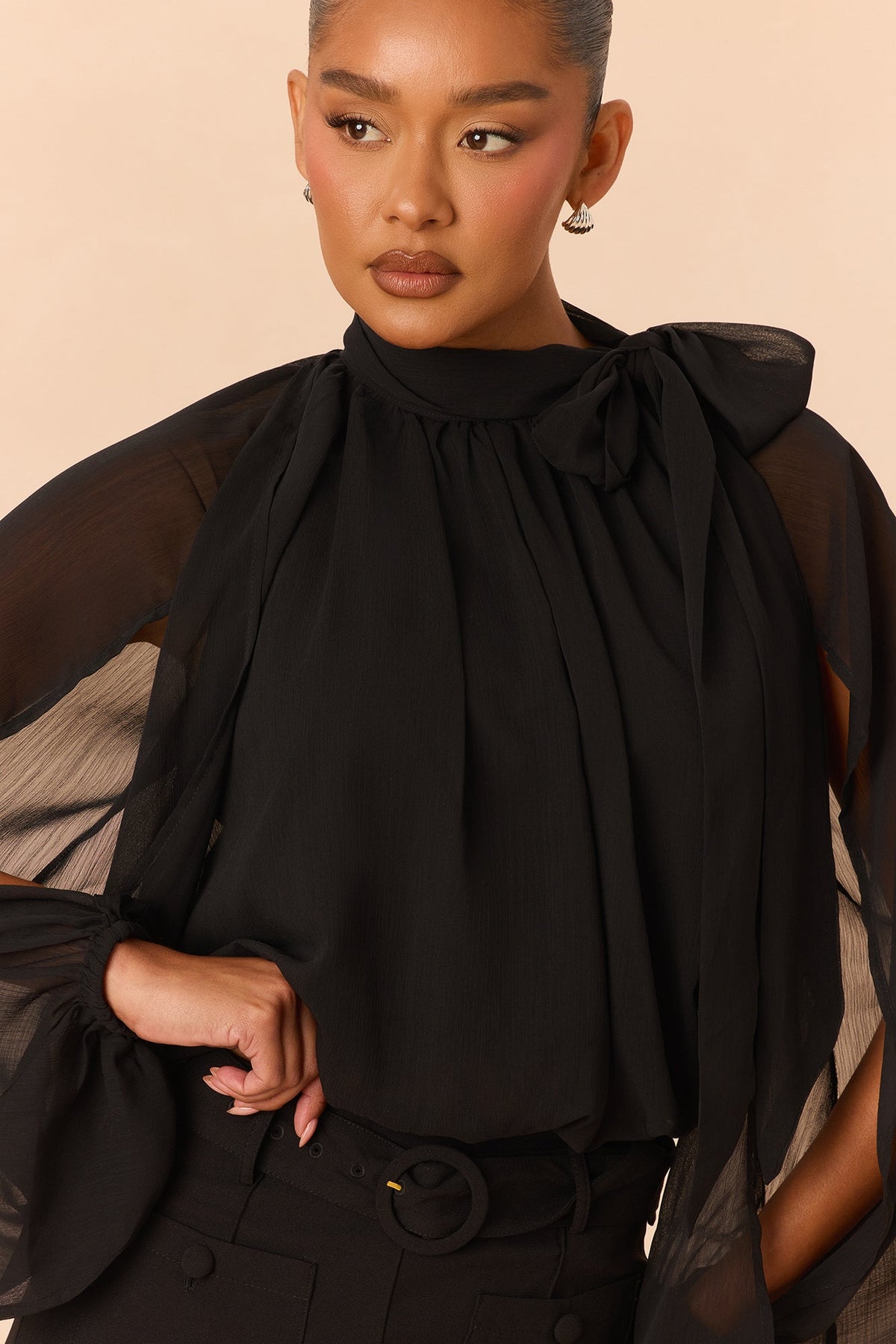 Arlette Blouse Pant Set - Black