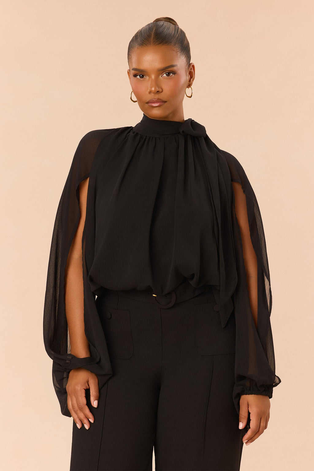 Arlette Blouse Pant Set - Black