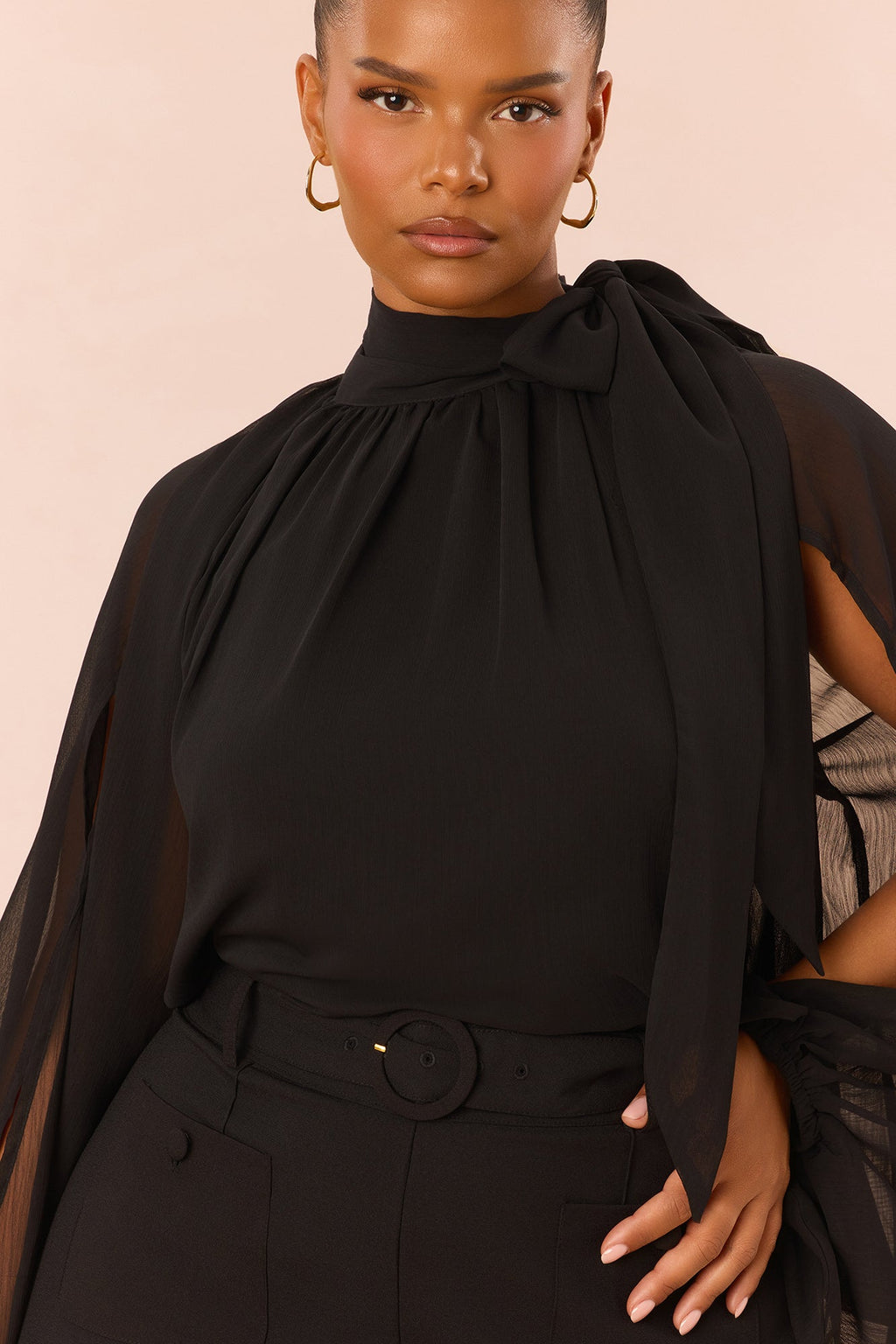 Arlette Blouse Pant Set - Black