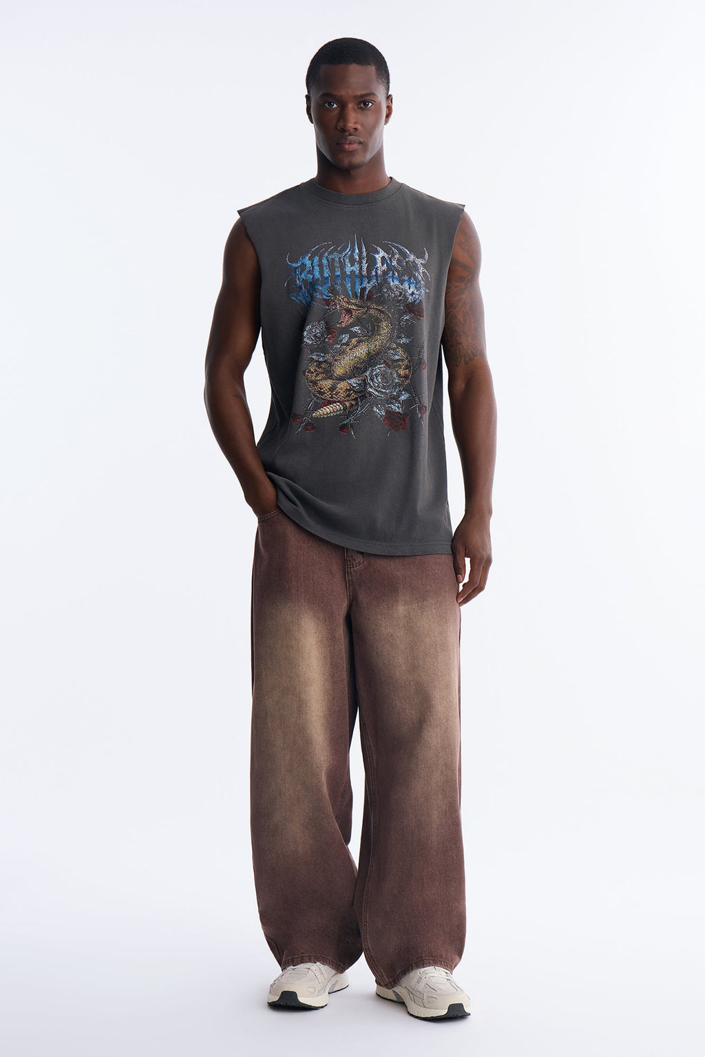 Ruthless Serpent Oversized Muscle Tank - Black