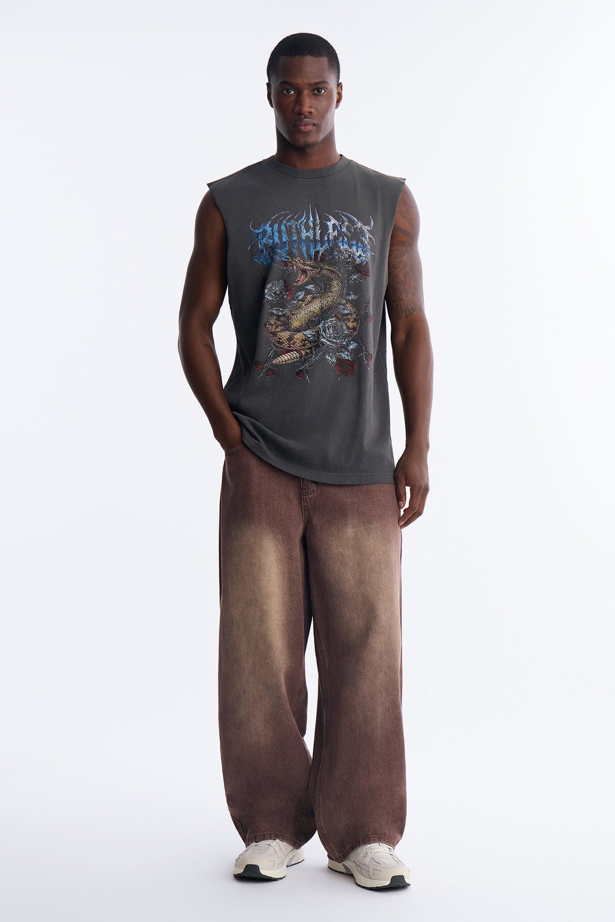 Ruthless Serpent Oversized Muscle Tank - Black