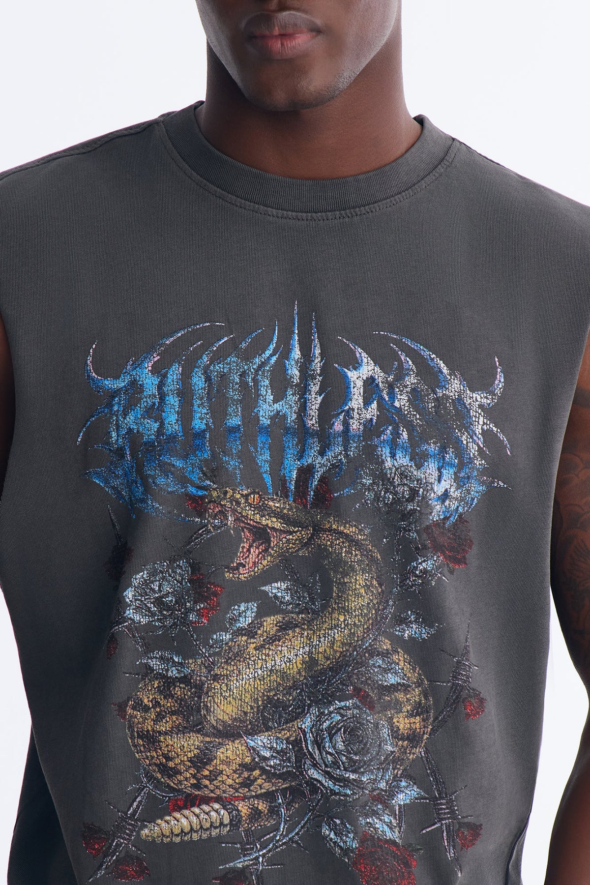Ruthless Serpent Oversized Muscle Tank - Black