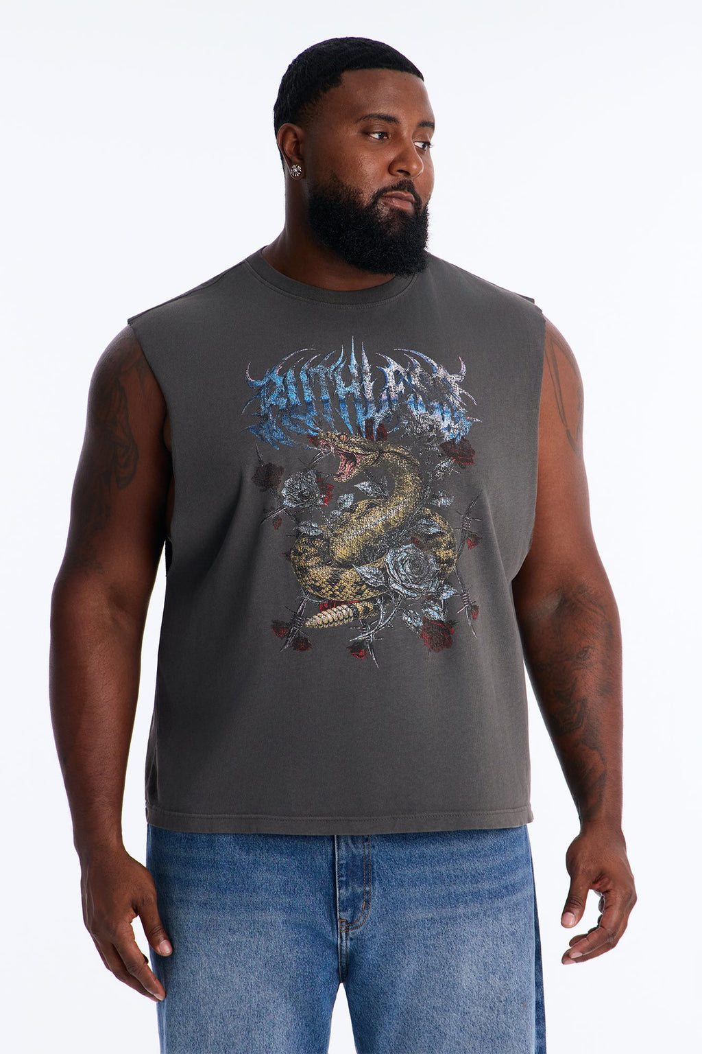 Ruthless Serpent Oversized Muscle Tank - Black