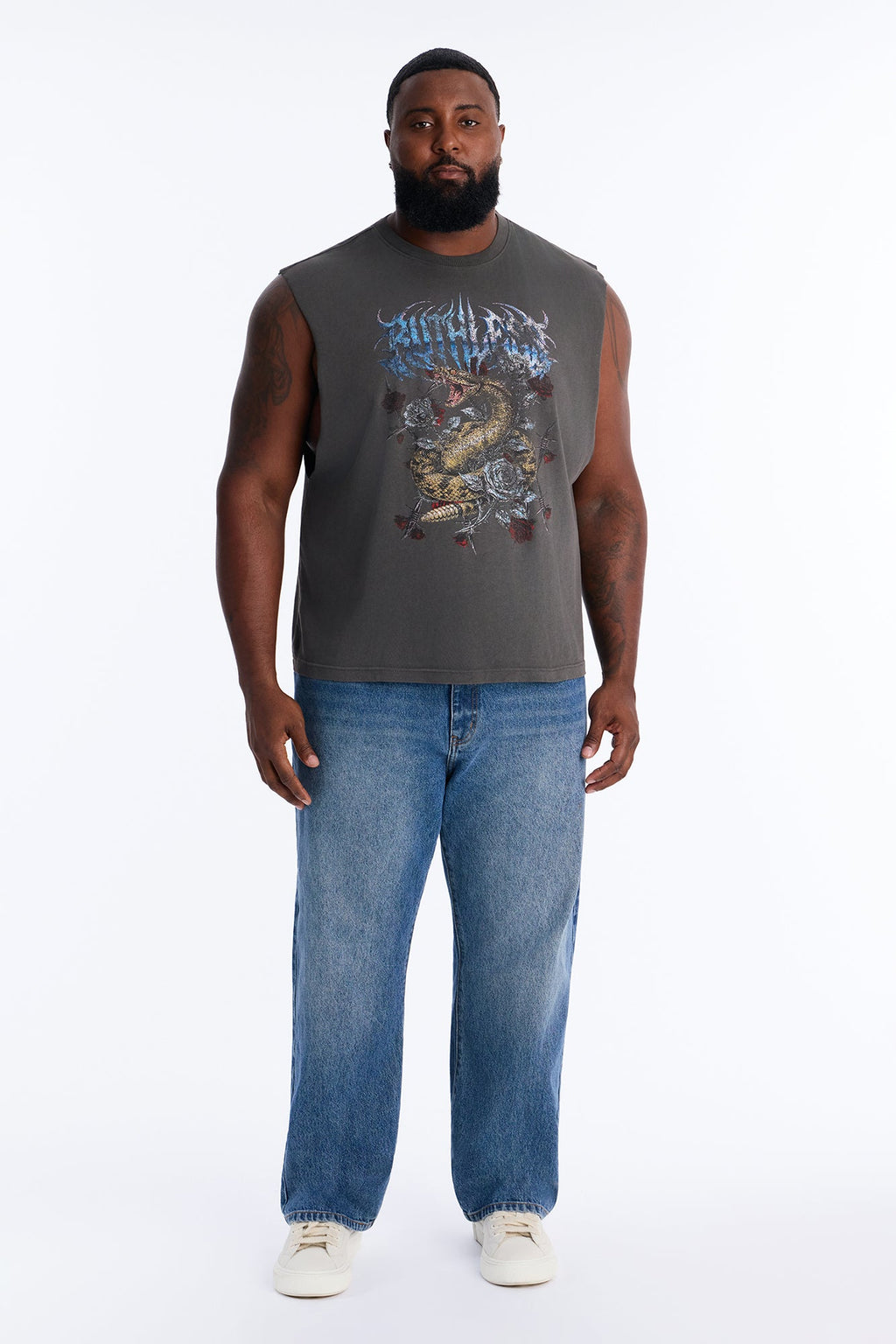 Ruthless Serpent Oversized Muscle Tank - Black