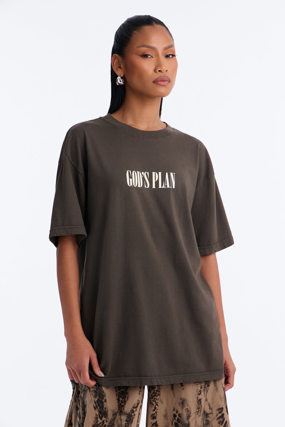 God's Plan Over Mine Washed Tee - Dark Olive
