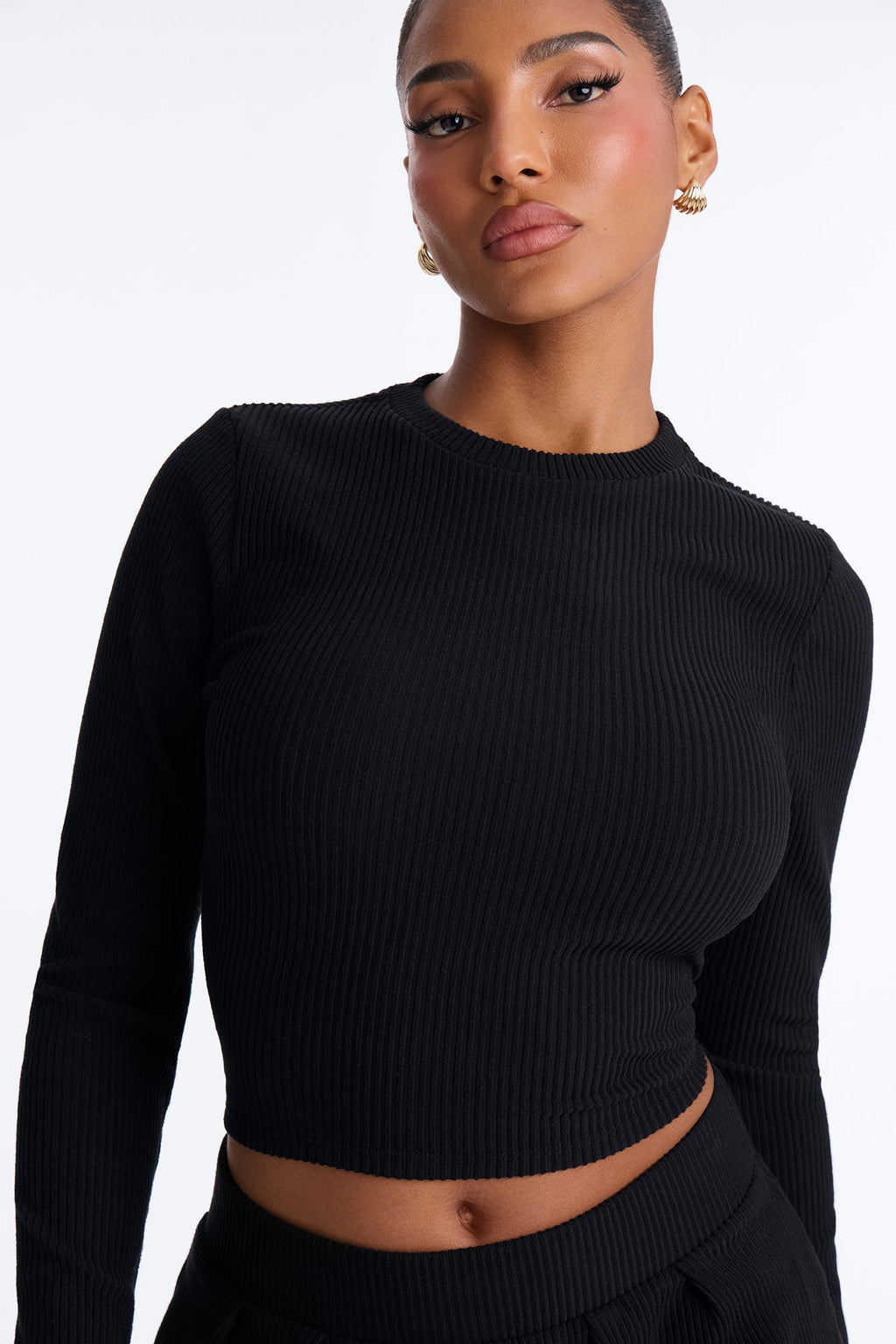 Karli Ribbed Wide Leg Pant Set - Black