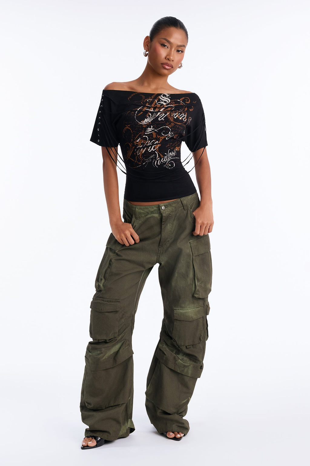 After Hours Draped Boat Neck Top - Black