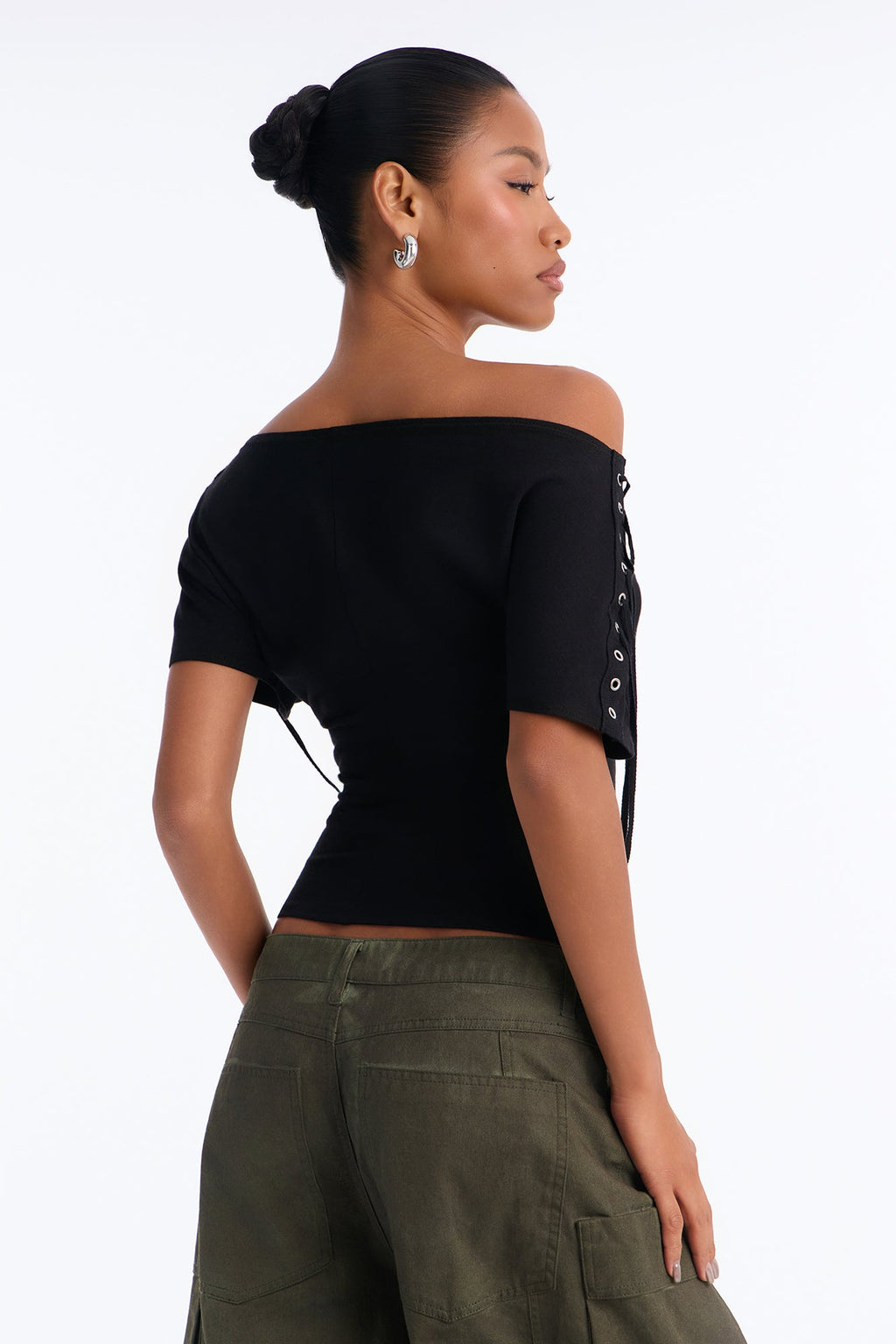 After Hours Draped Boat Neck Top - Black