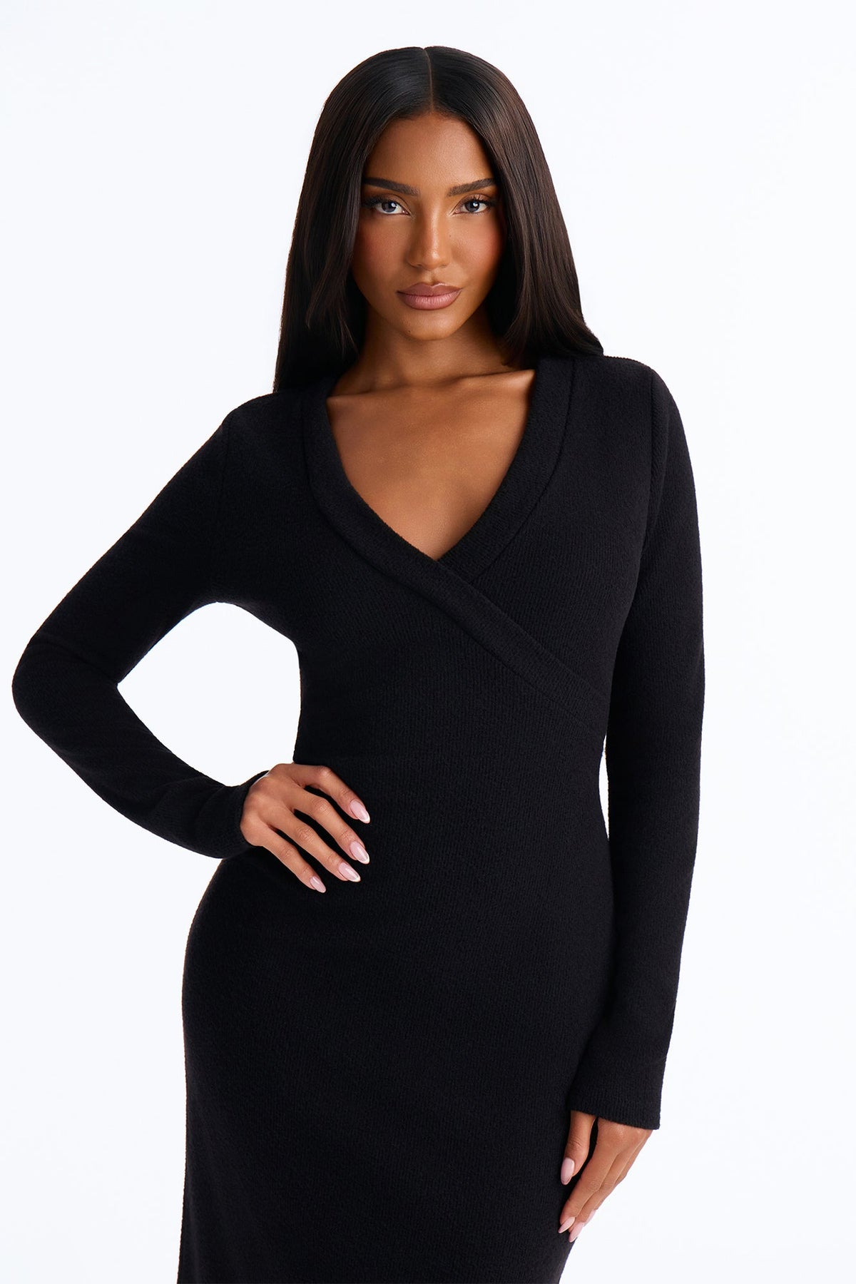 Celine Long Sleeve Sweater Maxi Dress - Black