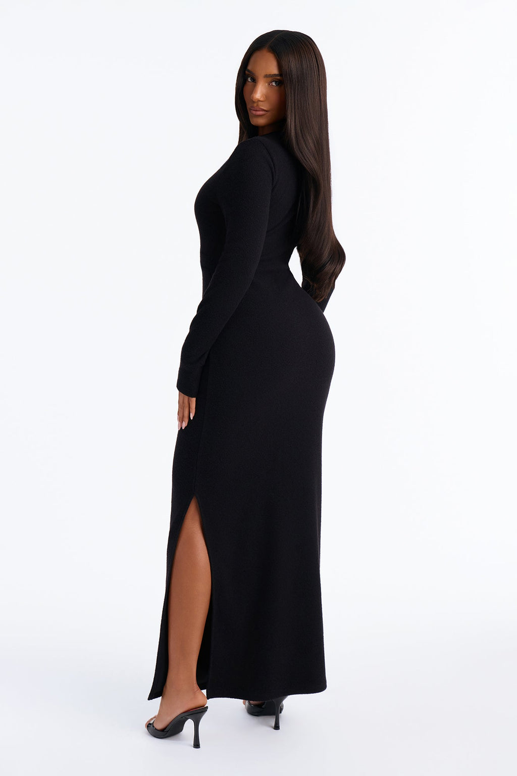 Celine Long Sleeve Sweater Maxi Dress - Black