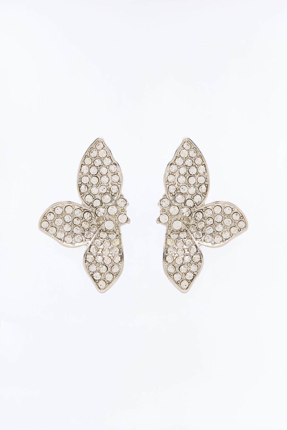 Crystal Garden Stud Earrings - Silver