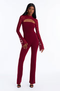 Don't Be Shy Floral Lace Jumpsuit - Wine
