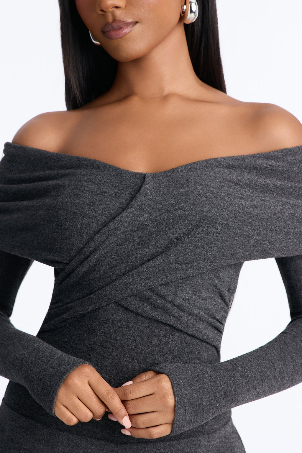 Loving Me Softly Hacci Wide Leg Jumpsuit - Charcoal