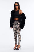 Lily High Rise Lace Trim Printed Legging - Black/combo