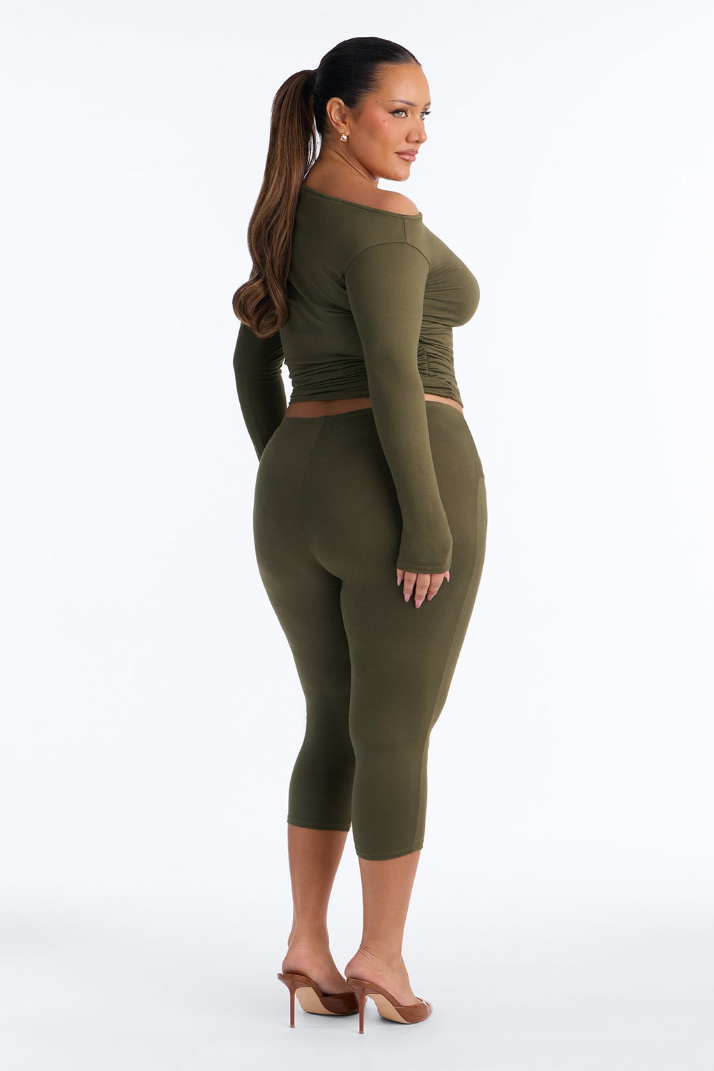 Leah Tie Waist Capri Set - Olive