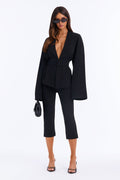 Marissa Belted 3 Piece Pant Set - Black