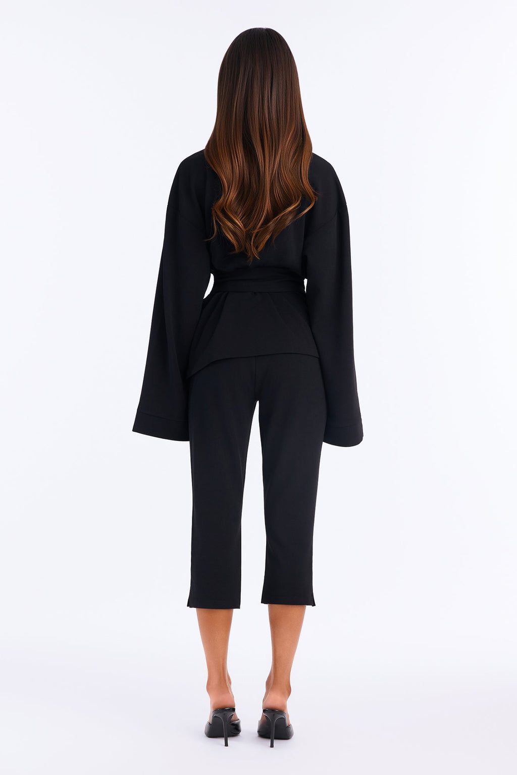 Marissa Belted 3 Piece Pant Set - Black