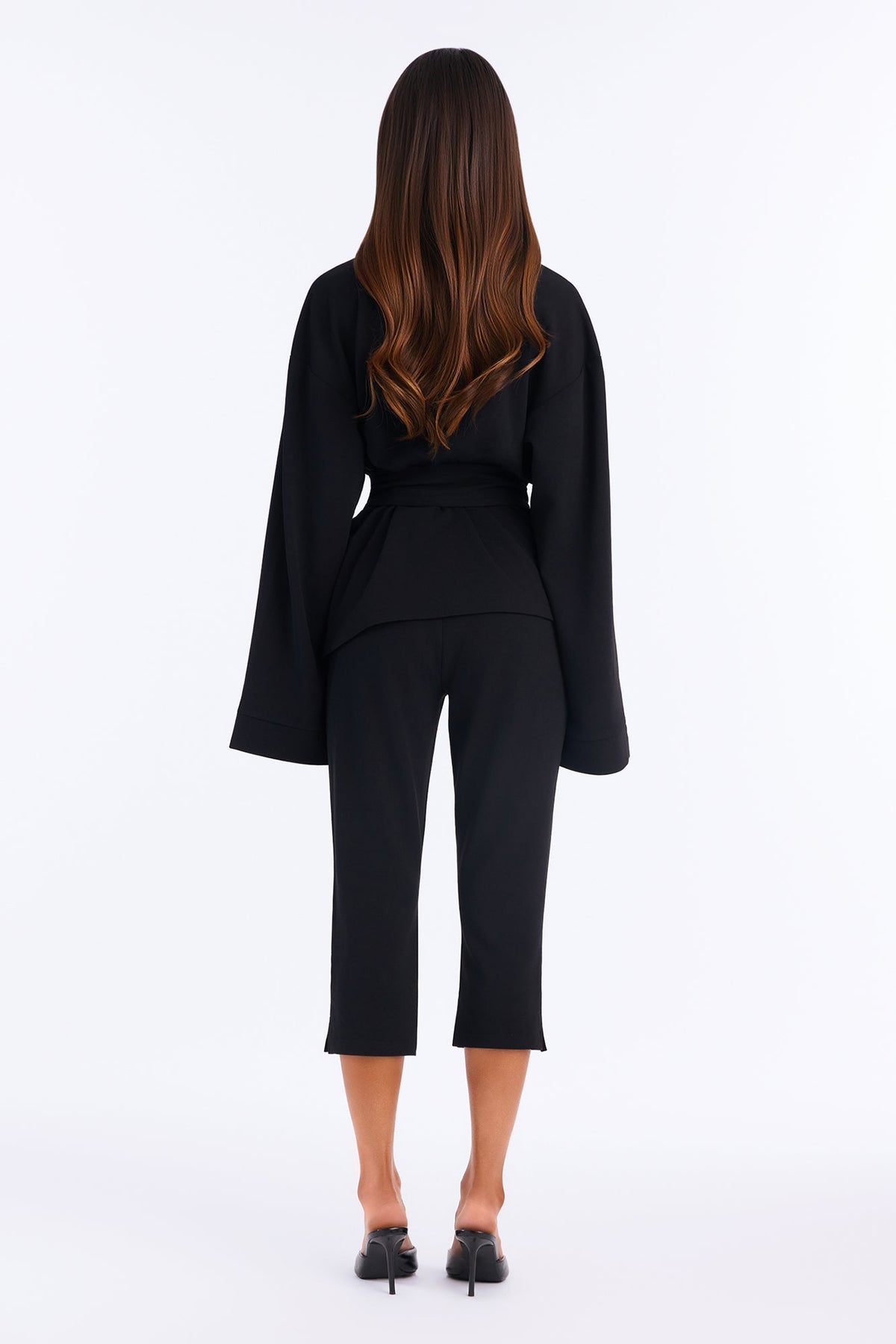 Marissa Belted 3 Piece Pant Set - Black