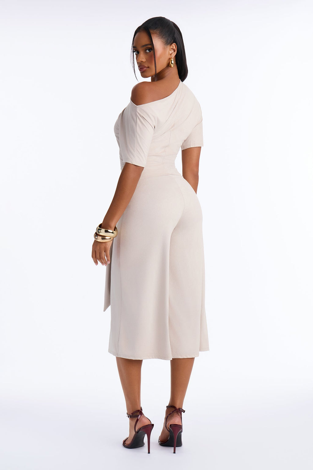 Amelie Faux Suede Gaucho Pant Set - Stone
