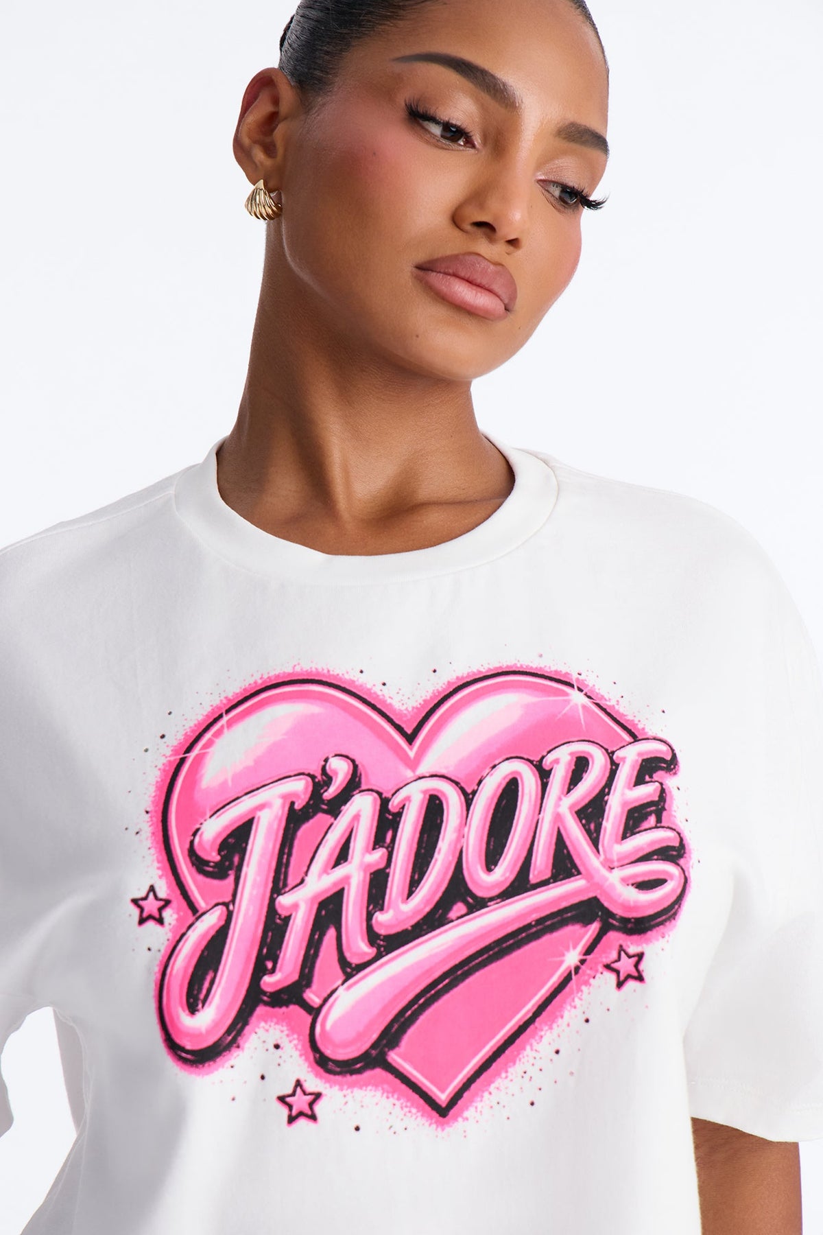 Jadore Painted Boxy Crop Tee - White