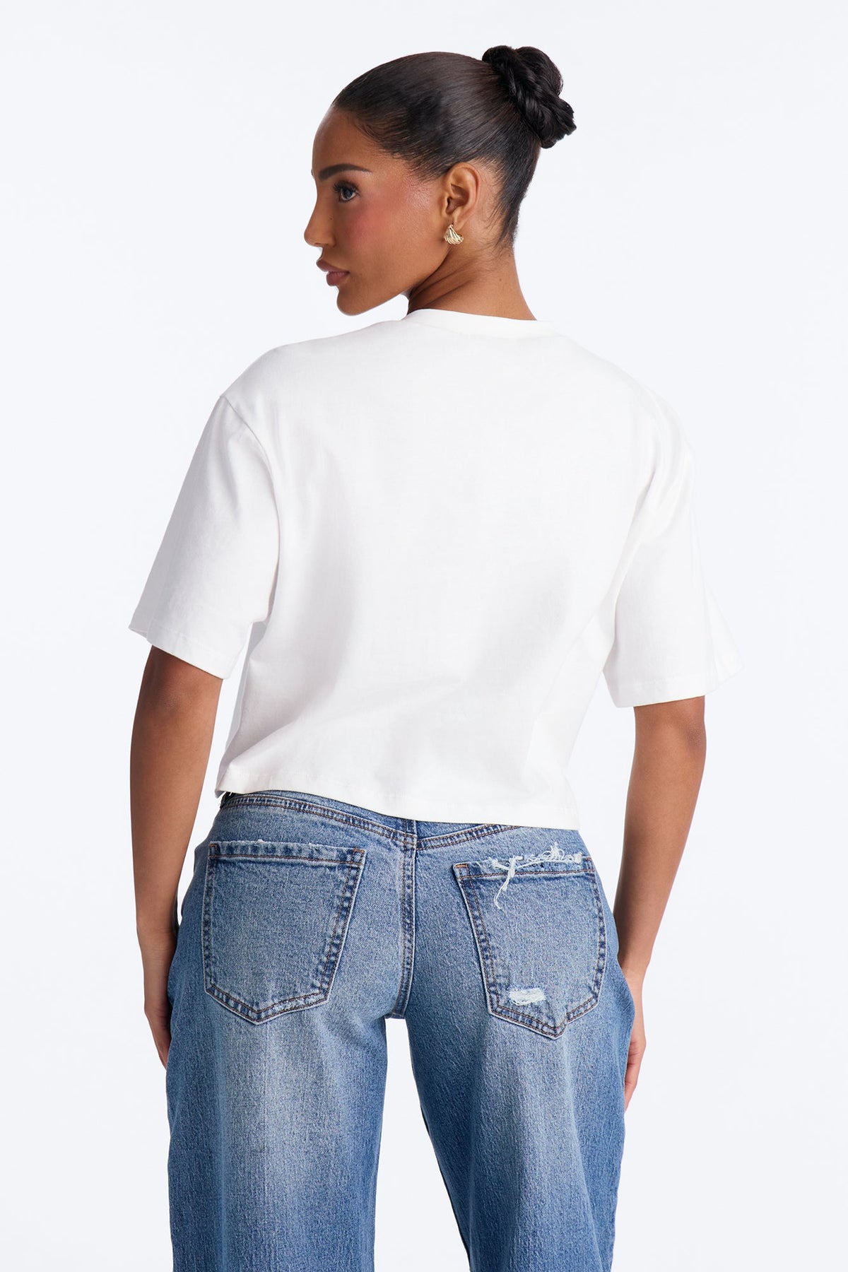 Jadore Painted Boxy Crop Tee - White