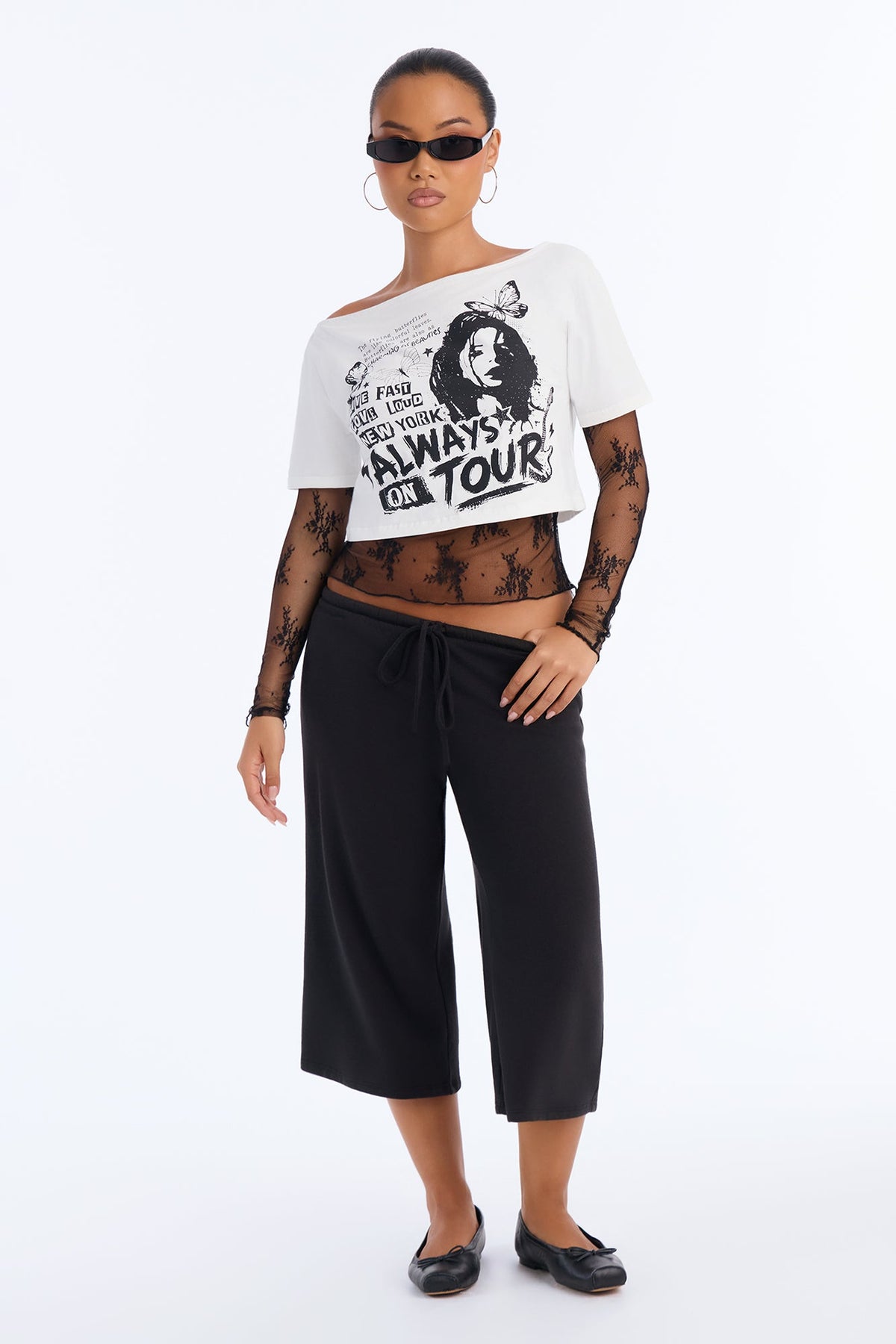 Pretty Rocker Layered Lace Tee - White/combo