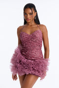 Zoey Tulle Sequin Mini Dress - Mauve