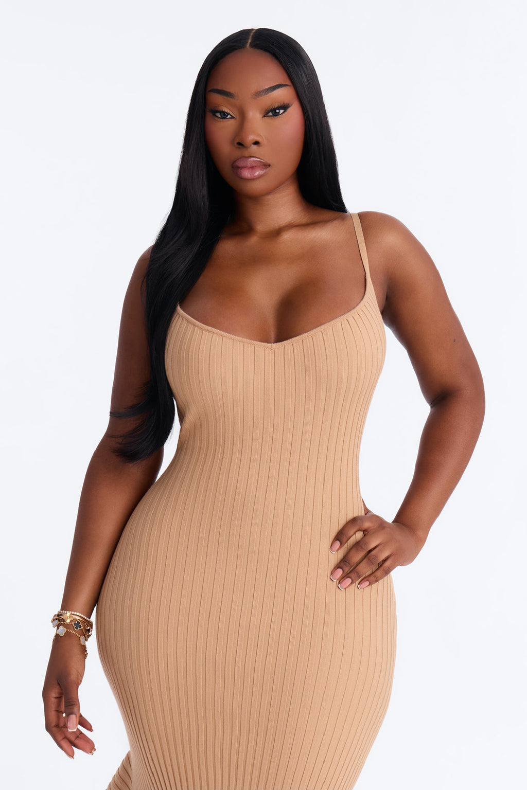 Rare Catch Fur Cardigan Sweater Midi Dress Set - Mocha