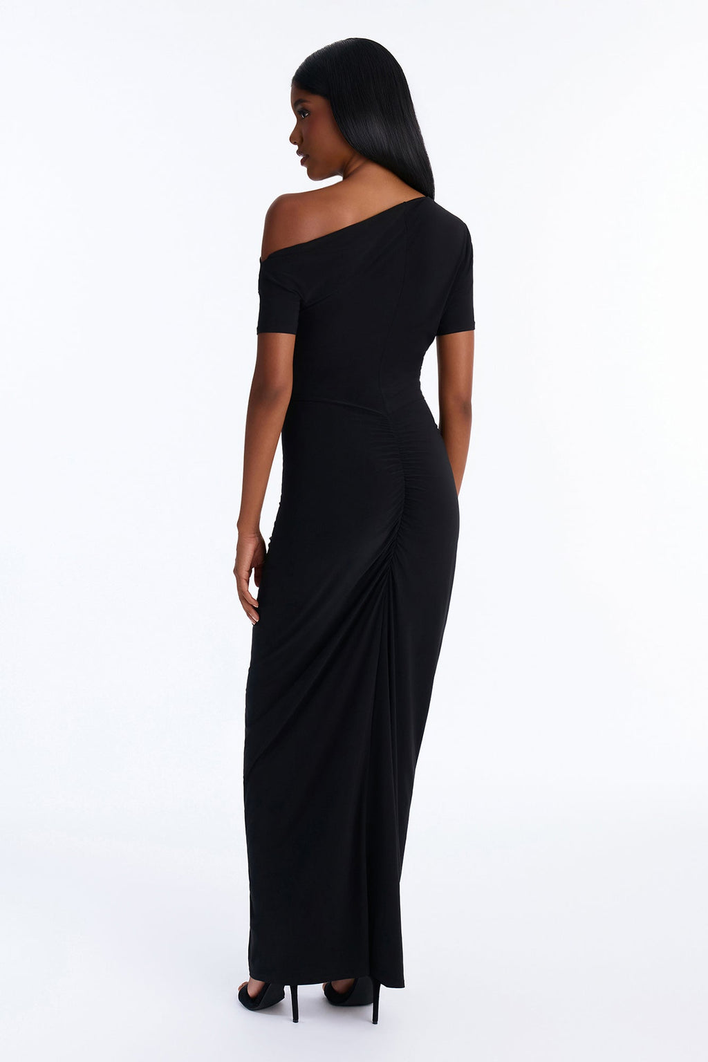 Dani Ruched Off Shoulder Maxi Dress - Black