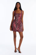 Lucky You Leopard Jacquard Mini Dress - Black/Red