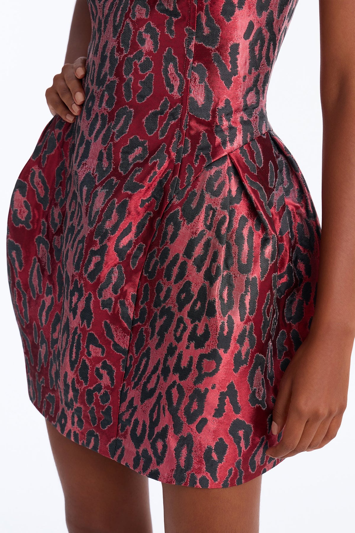 Lucky You Leopard Jacquard Mini Dress - Black/Red