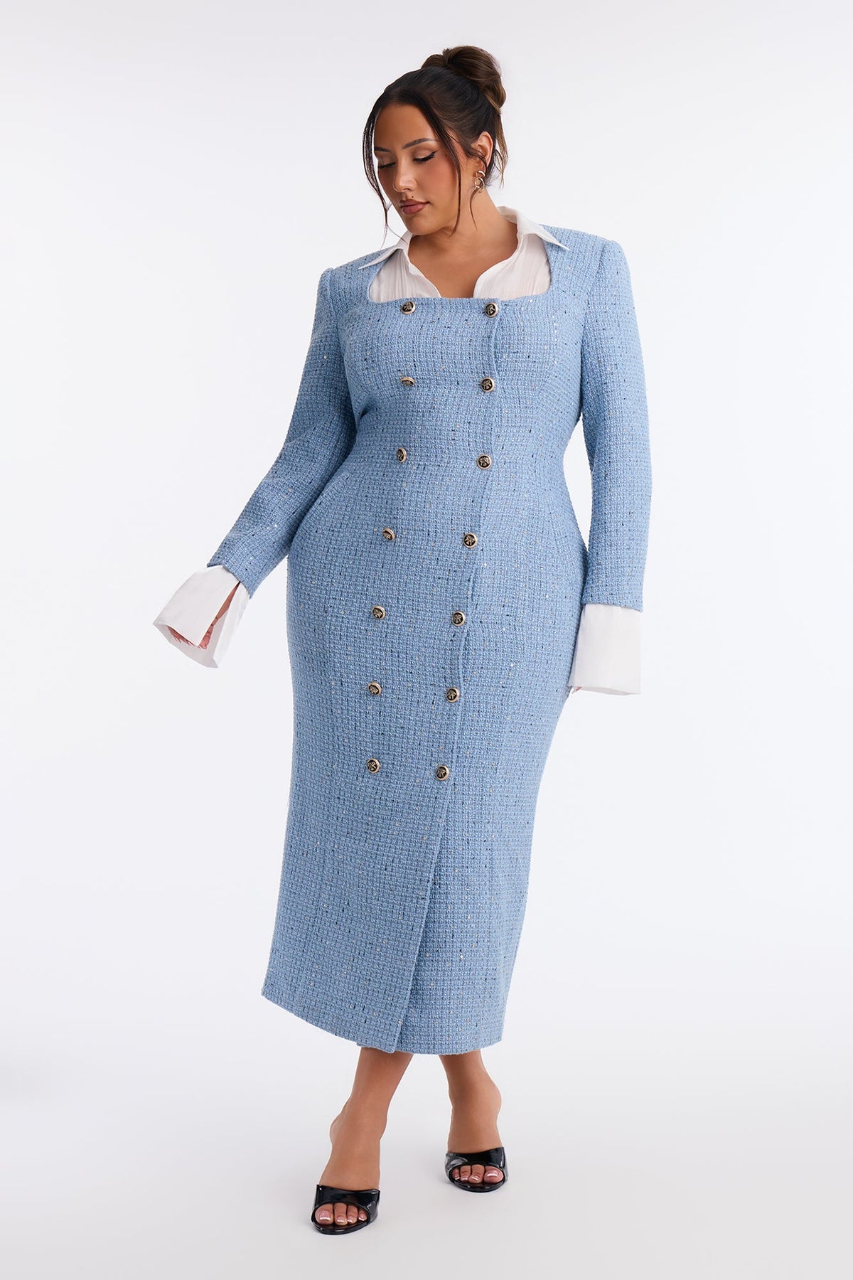 Tammie Tweed Blazer Midi Dress - Blue