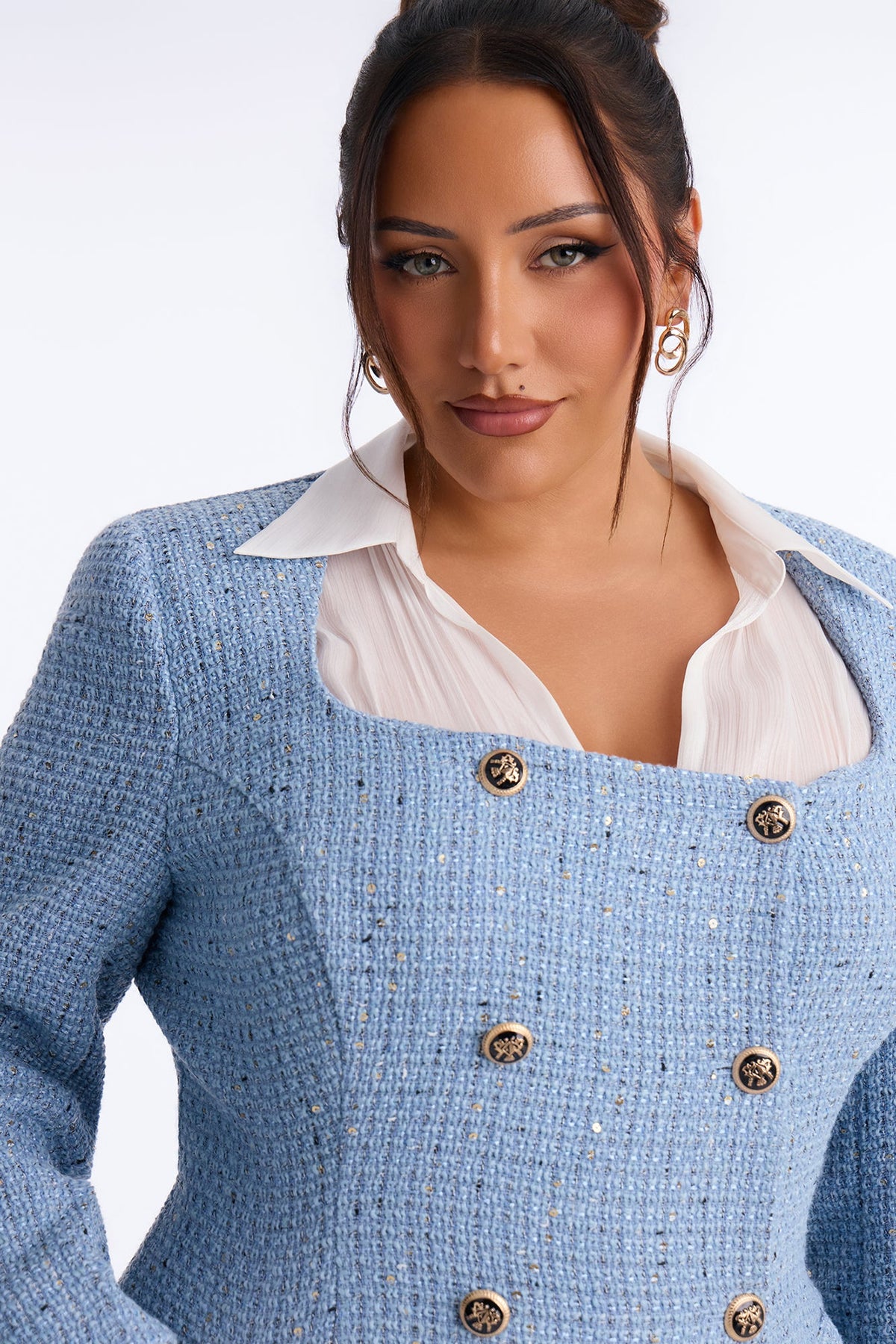 Tammie Tweed Blazer Midi Dress - Blue