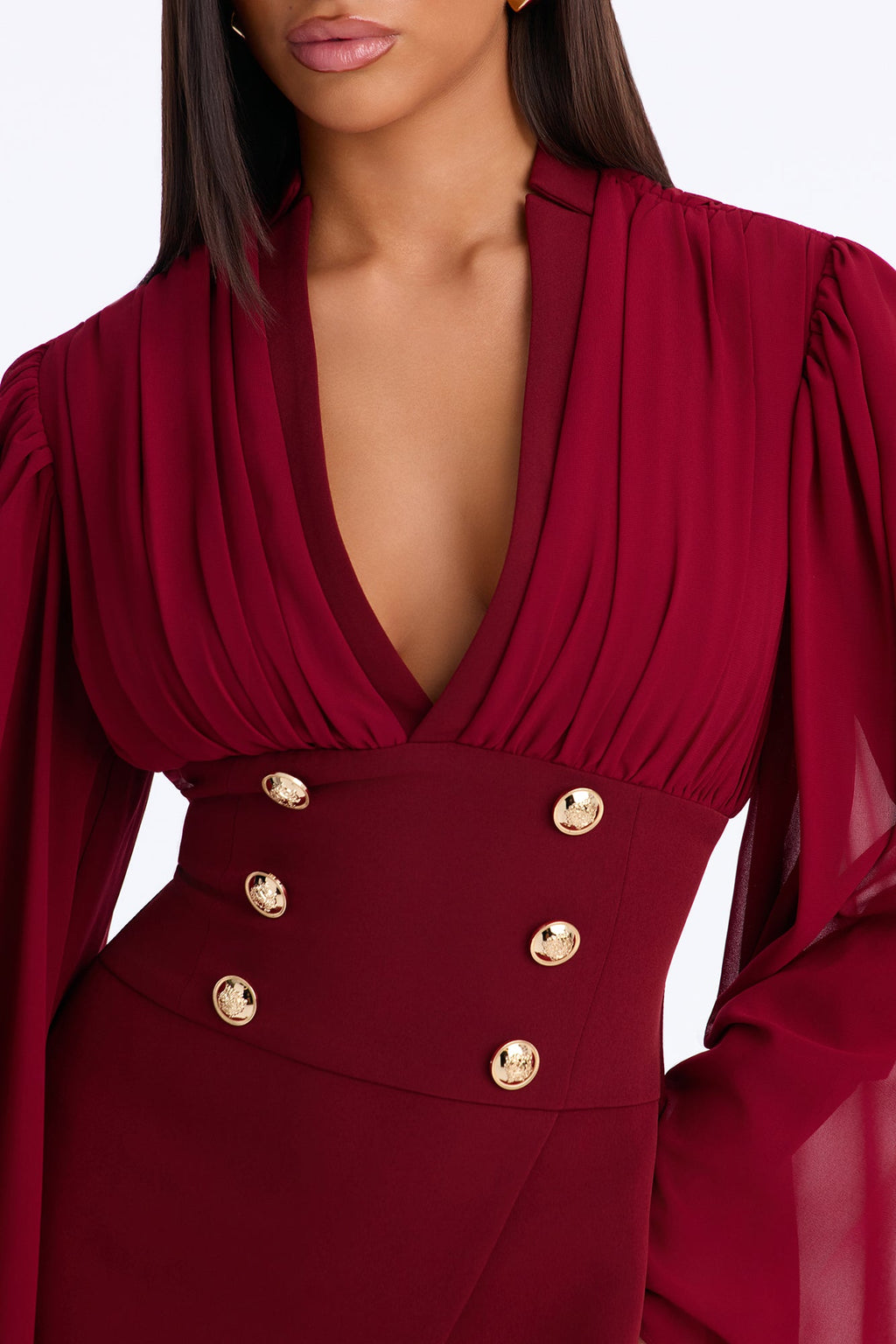 Clock It Long Sleeve Mini Dress - Wine