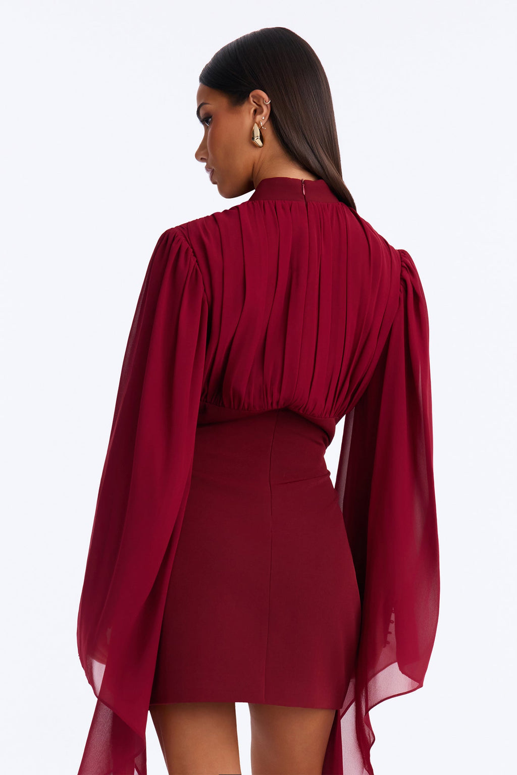 Clock It Long Sleeve Mini Dress - Wine