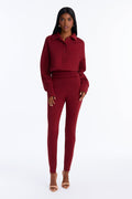 Put Together Scuba Skinny Leg Jumpsuit - Burgundy