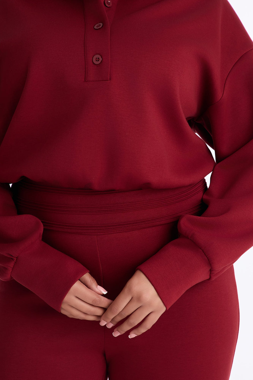 Put Together Scuba Skinny Leg Jumpsuit - Burgundy