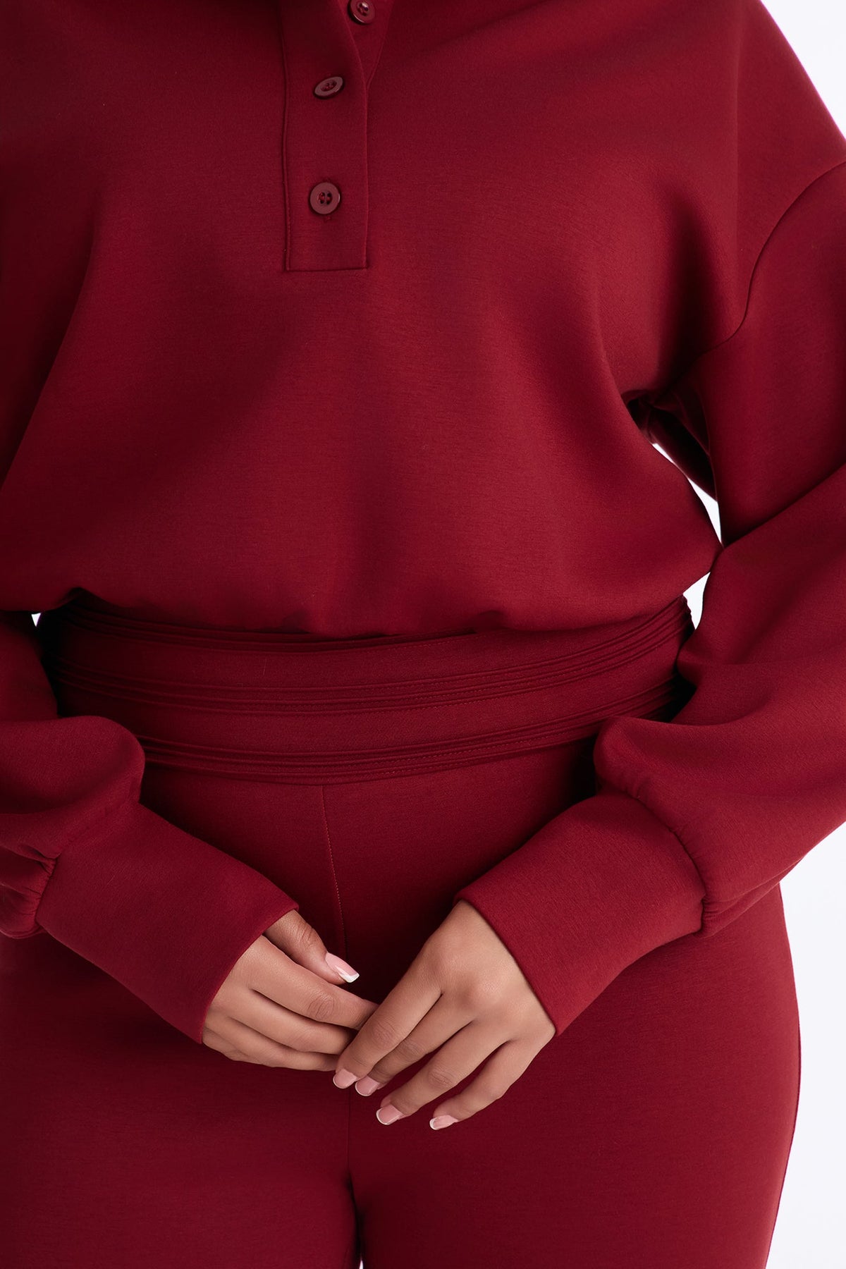 Put Together Scuba Skinny Leg Jumpsuit - Burgundy