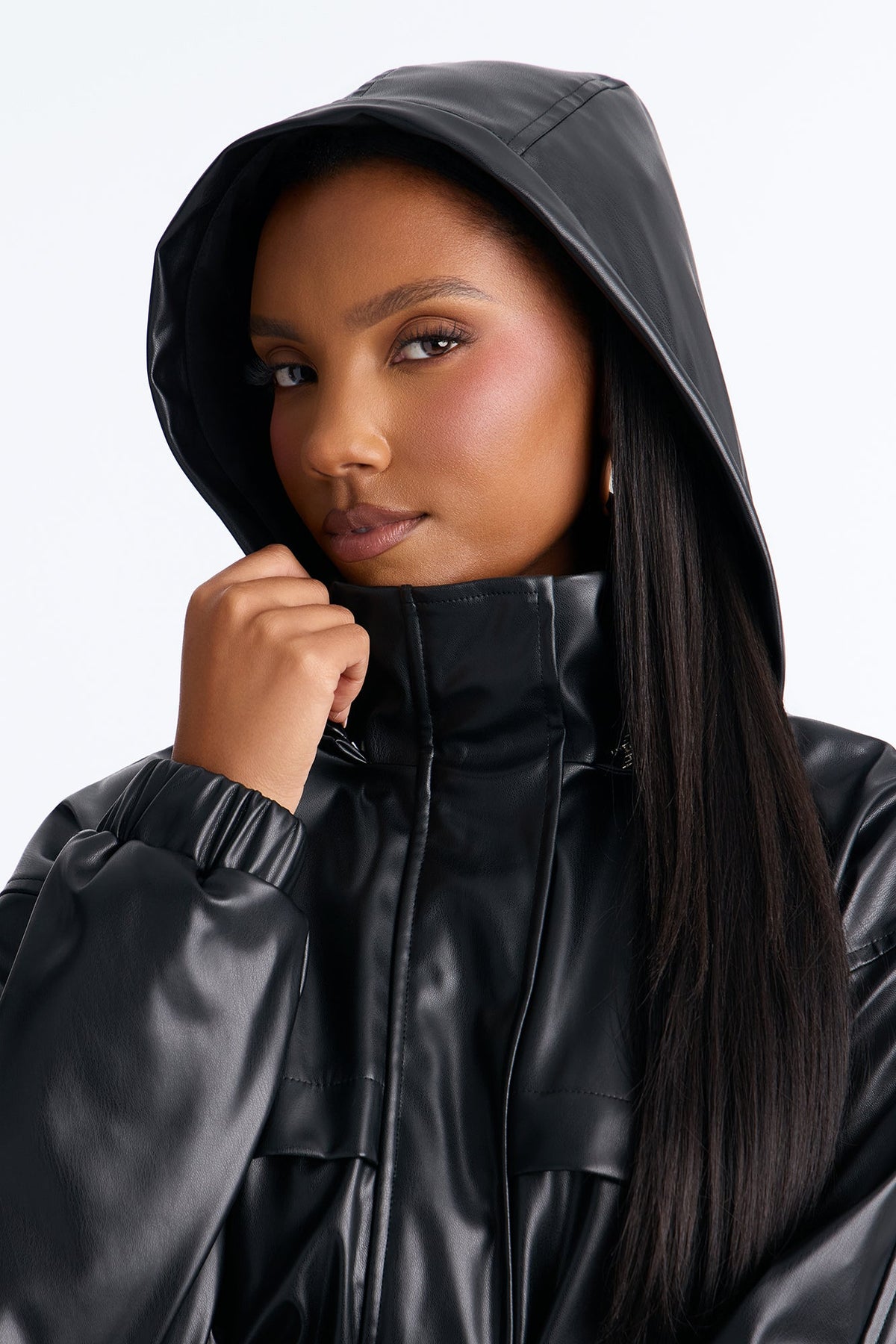Peyton Faux Leather Skinny Leg Jumpsuit - Black