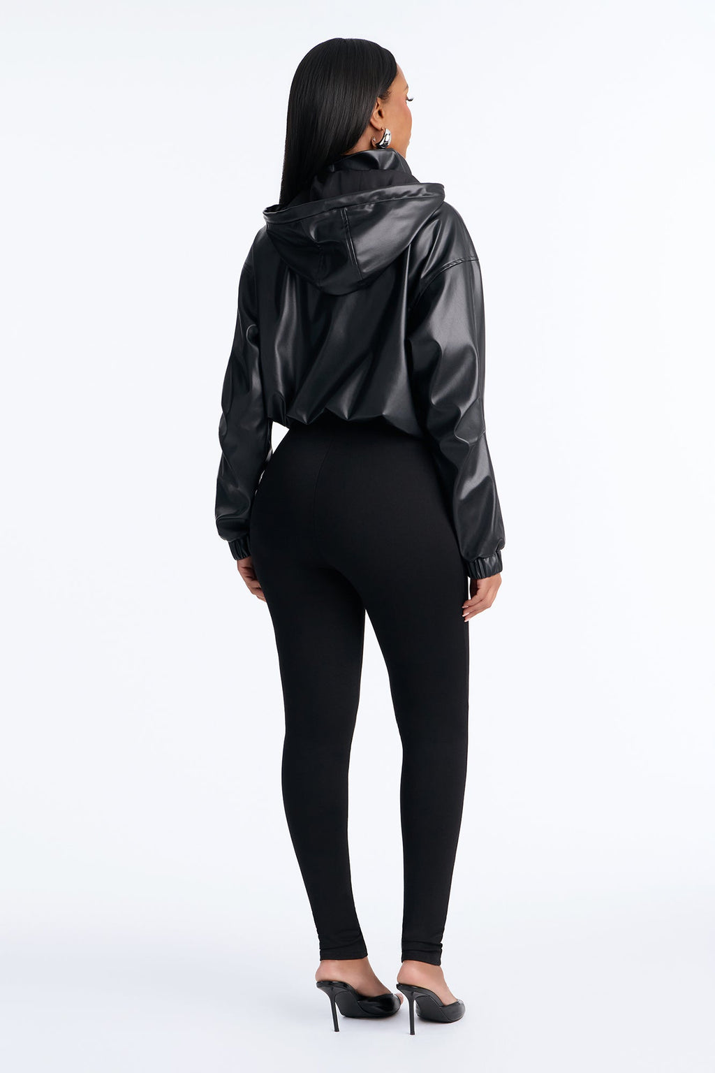 Peyton Faux Leather Skinny Leg Jumpsuit - Black