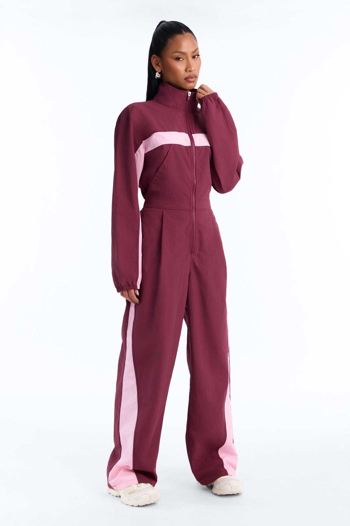 Speed Queen Windbreaker Jumpsuit - Wine/combo