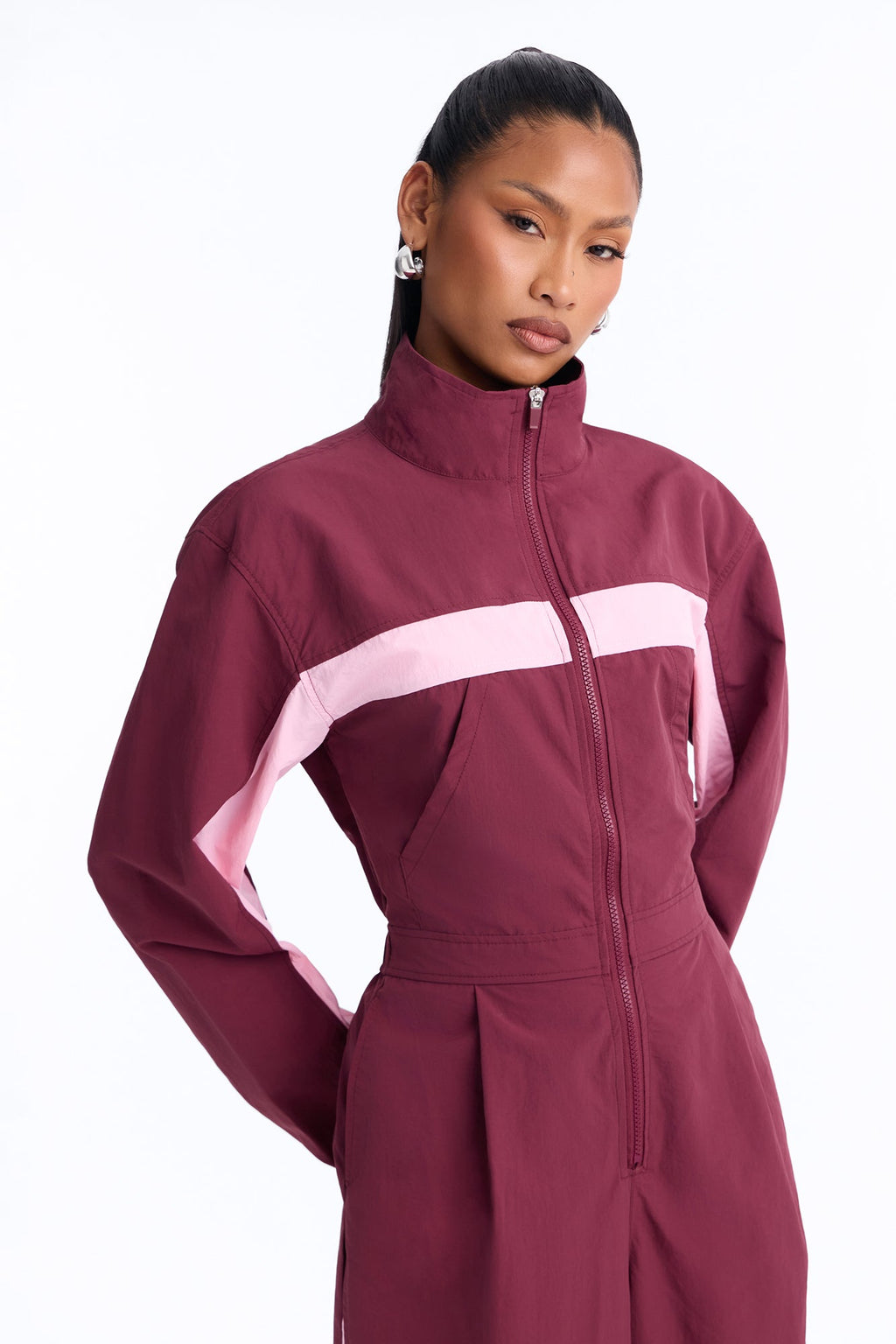 Speed Queen Windbreaker Jumpsuit - Wine/combo