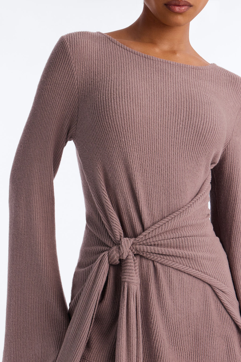 Zoe Knotted Cozy Hacci Pant Set - Mocha