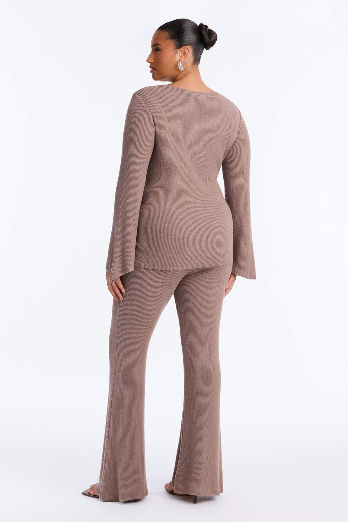 Zoe Knotted Cozy Hacci Pant Set - Mocha