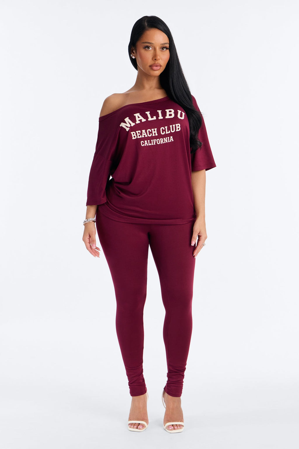 Malibu Beach Club Leggings Set - Burgundy