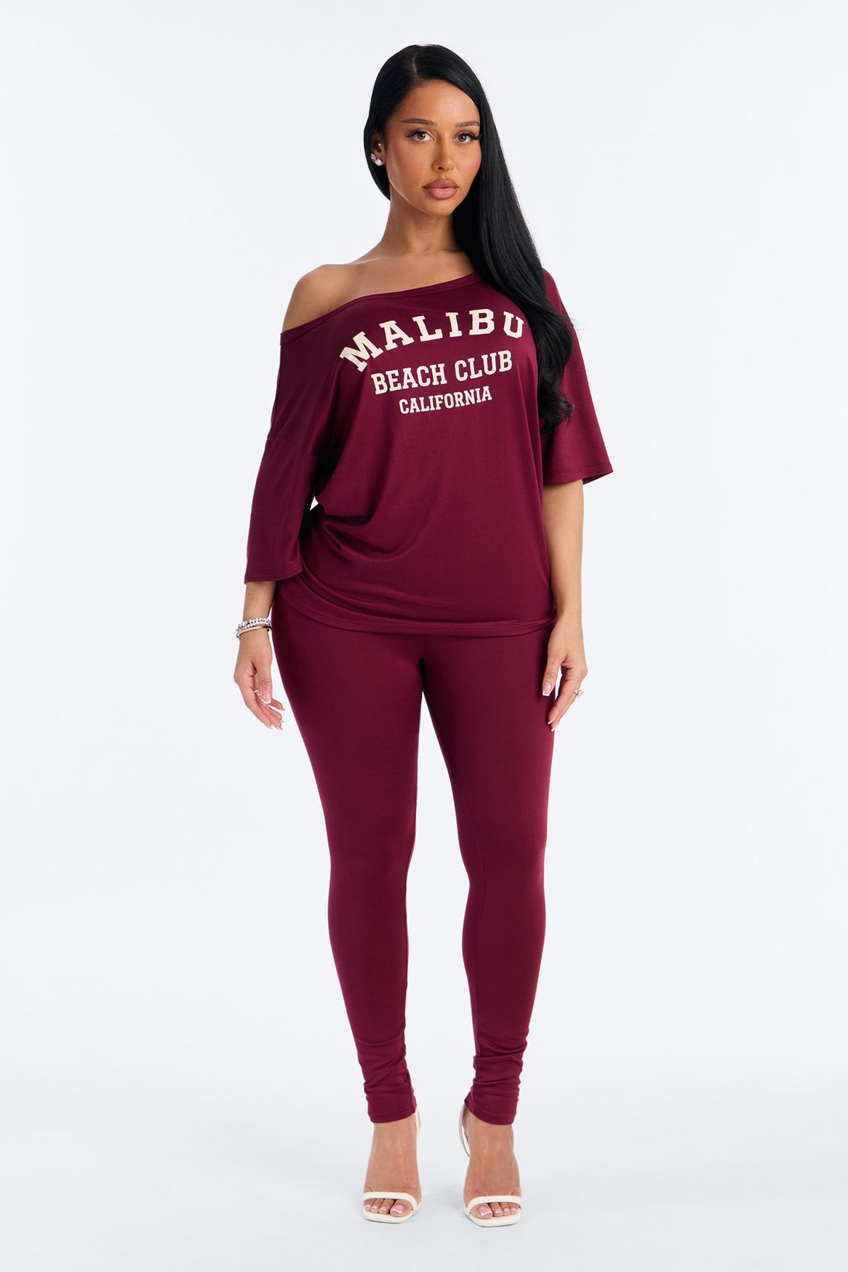 Malibu Beach Club Leggings Set - Burgundy